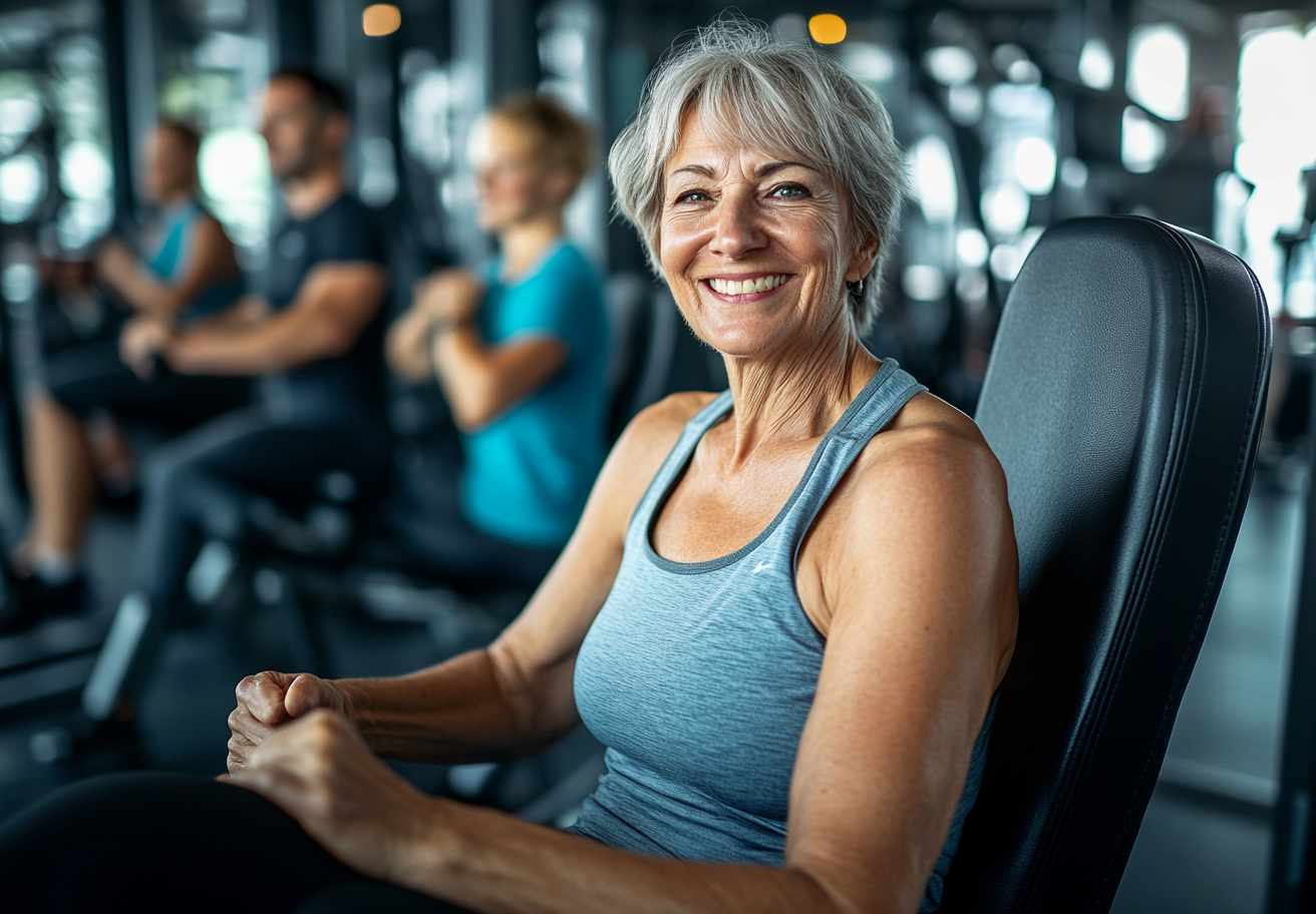 Старша жінка демонструє гнучкість